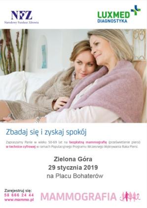 Bezpłatne badania mammograficzne w Zielonej Górze
